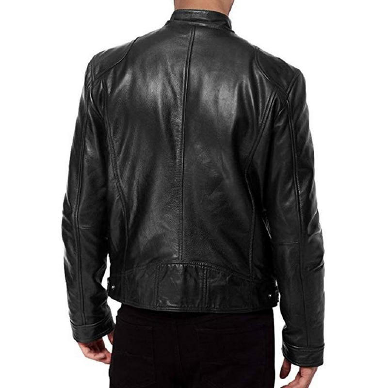 Veste en Cuir avec Col Motard